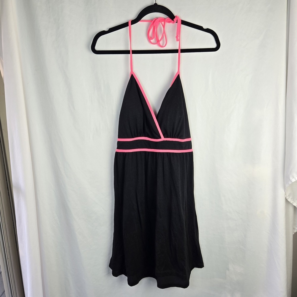 Vintage Y2K 90s Belle Du Jour Babydoll Contrast Trim Halter Dress Womens XL